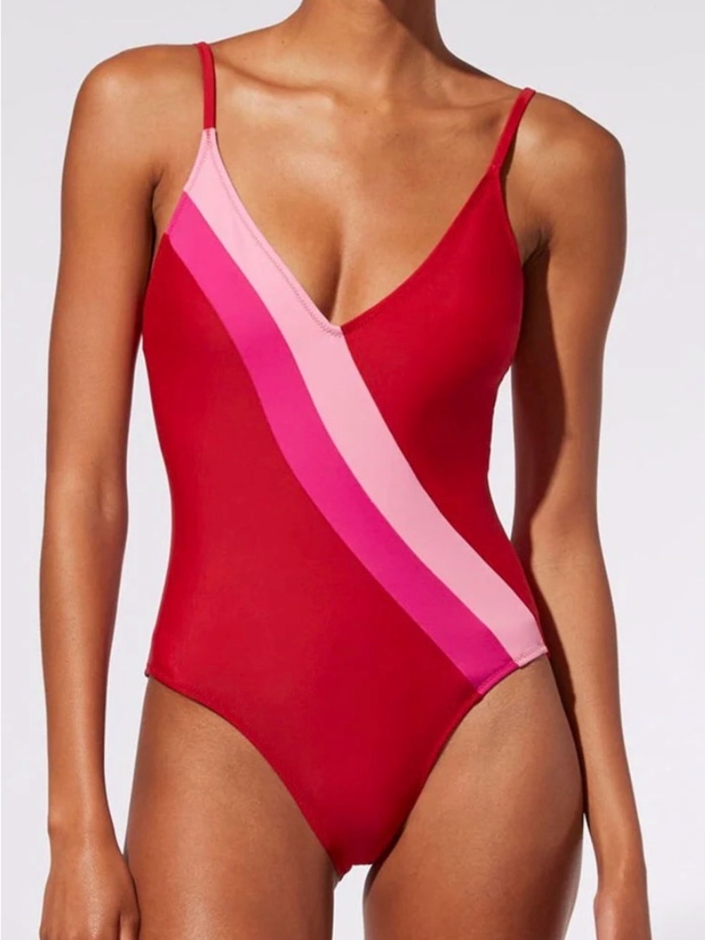 Ariel Colorblock Crimson One Piece by Solid & Striped